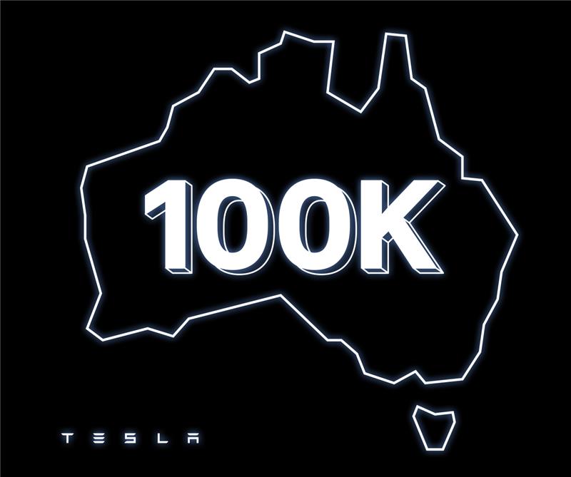 100k Tesla vehicles on the road in Australia 🙌🦘🇦🇺 Thanks to our owners for helping us accelerate the world’s transition to sustainable energy! Everyone else: come try → tesla.com/drive