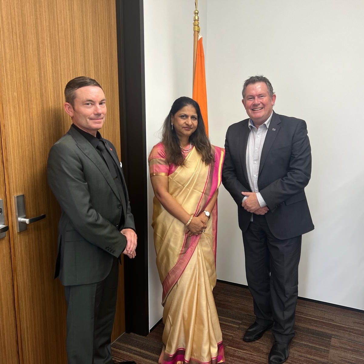 #amritkaal It was a pleasure meeting Grant Smith, Mayor of Palmerston North & Mark Arnott, Councillor at the HCI premises today. Explored the possibility of sister city partnership & collaboration in education & business sectors. @MEAIndia @IndianDiplomacy @GrantSmithMayor @ANI