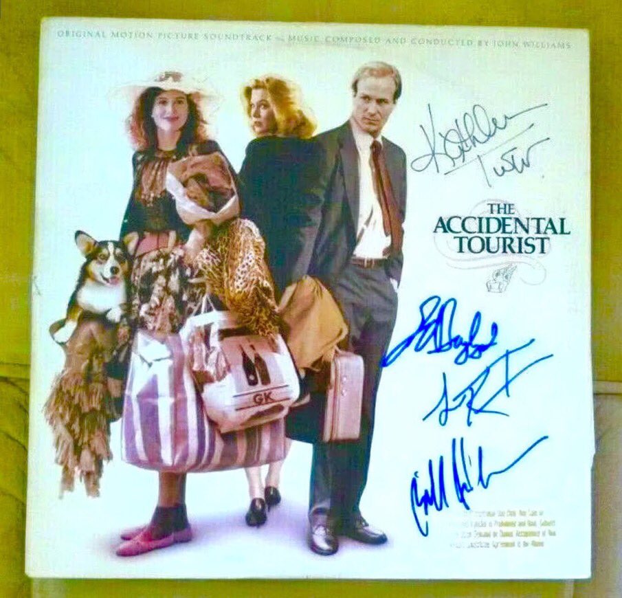 The Accidental Tourist (1988) 
**Best Picture Nominee**
Best Supp. Actress - Geena Davis 
⭐️⭐️⭐️⭐️ - Siskel & Ebert 
Best Film - NYFCC 
LP Signed By Turner, Kasdan, Begley Jr., & Pullman 
#TheAccidentalTourist / #WilliamHurt / #KathleenTurner / #GeenaDavis / #LawrenceKasdan