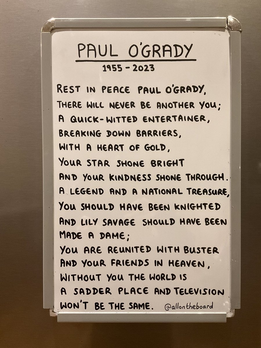 On this day in 2023 the world lost the one and only Paul O’Grady. He will be forever loved, always missed and never forgotten. 

#PaulOGrady