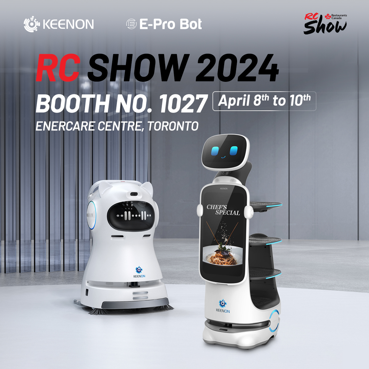 Exciting news! Keenon Robotics will be at #RCShow2024! Join us at booth 1027 from April 8th to April 10th at TORONTO ENERCARE CENTRE to explore the latest in smart robot technology for the foodservice industry. See you there! #SmartRobots #KeenonRobotics #Toronto