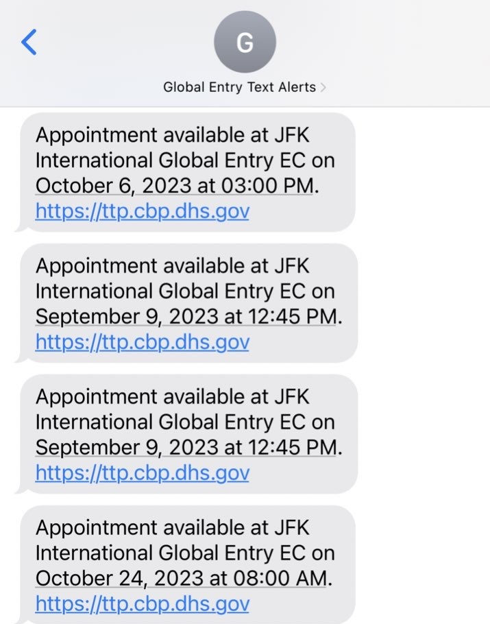 globalEntryText's tweet image. Waiting for a #GlobalEntry interview? ⏳ Sign up for our text alerts and be the early bird that gets an appointment! 🐦 🛫

📱 GlobalEntryTextAlerts.com.

#TravelHack