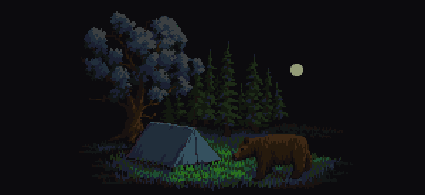 pixelartDave's tweet photo. A #camping visitor for #pixel_dailies @Pixel_Dailies https://t.co/8zgSBO30HZ