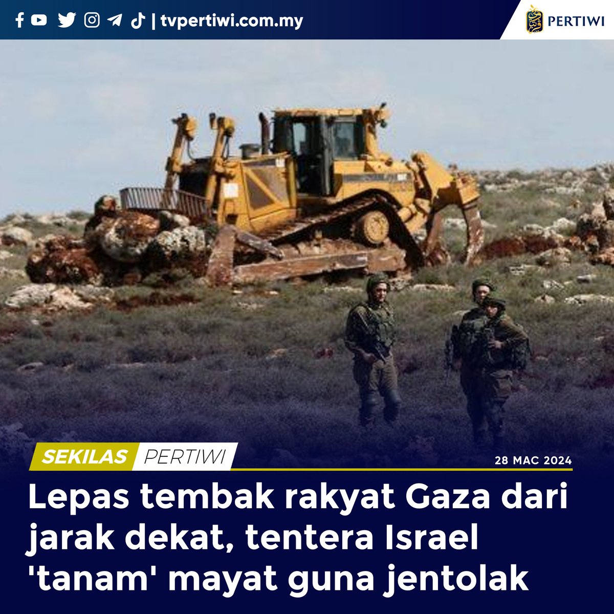 Kekejaman tentera Isr4el terhadap rakyat P4lestin sudah semakin melampau sehingga tergamak menanam mayat rakyat P4lestin yang ditembak mati oleh Zi0n15 menggunakan jentolak.