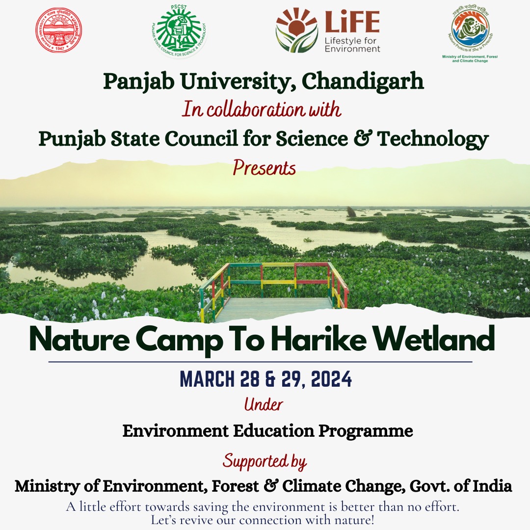 Panjab University Chandigarh in collaboration with Punjab State Council for Science & Technology presents Nature Camp to Harike Wetland @moefcc @PSCST_GoP @JKAroraEDPSCST @KSBathPSCST