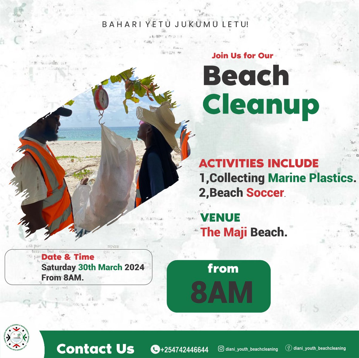 dianiyouthbeach's tweet photo. Join us for another Beach clean up this Saturday at The Maji Beach .
Come have fun with us as we #beatplasticpollution
and marine litters.
#kickoutplastic
#bahariyetujukumuletu https://t.co/NKmRf8n9zr