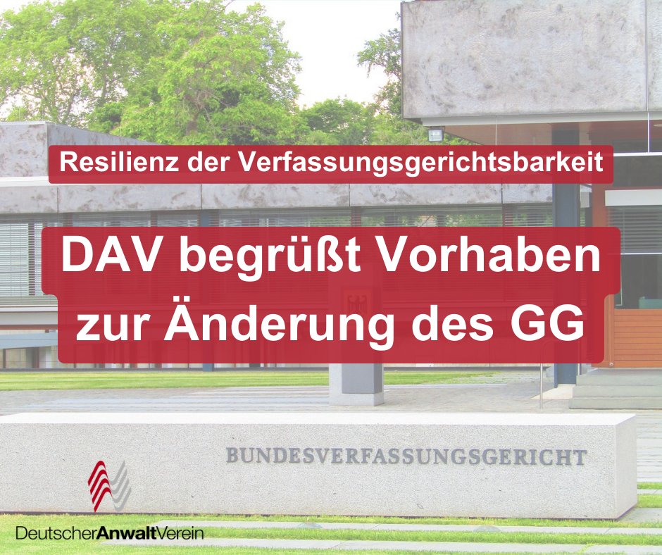 Das Vorhaben wird den #Rechtsstaat deutlich krisenfester machen. Entscheidend ist nun, dass die Vorschläge nicht parteipolitisch zerrieben oder gar mit anderen Forderungen wie etwa nach einer Änderung der Wahlrechtsgrundsätze verknüpft werden. 👉PM: anwaltverein.de/de/newsroom/pm…