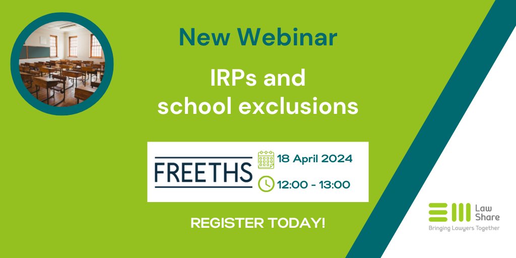 How can you advise schools on exclusions? @Freeths will provide guidance to those who advise schools, LEAS and Academy Trusts to ensure the decisions made by panels follow DFE guidance and reason their decisions. Book now: bit.ly/4aupZHk #EMLawShare #EducationLaw