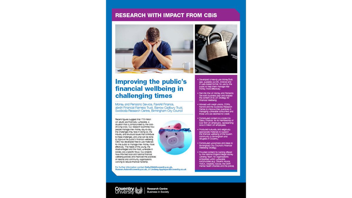 'Our research examines how people manage their money day-to-day, the challenges they face in doing so, the industry and structural issues that contribute to these challenges, and what can be done to improve the public’s financial wellbeing' @SallyDibbCBiS @DrAppleyard