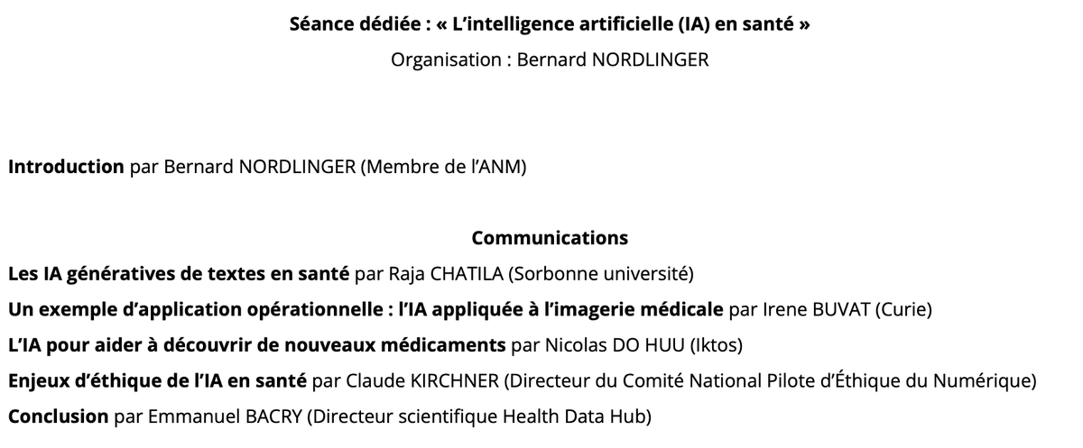 [LES SEANCES DE L'ANM] 📆 Suivez en direct la séance de demain à 14h30 L’#intelligence #artificielle (#IA) en #Santé @Sorbonne_Univ_ @HealthDataHub 🛜 bit.ly/475rTgb