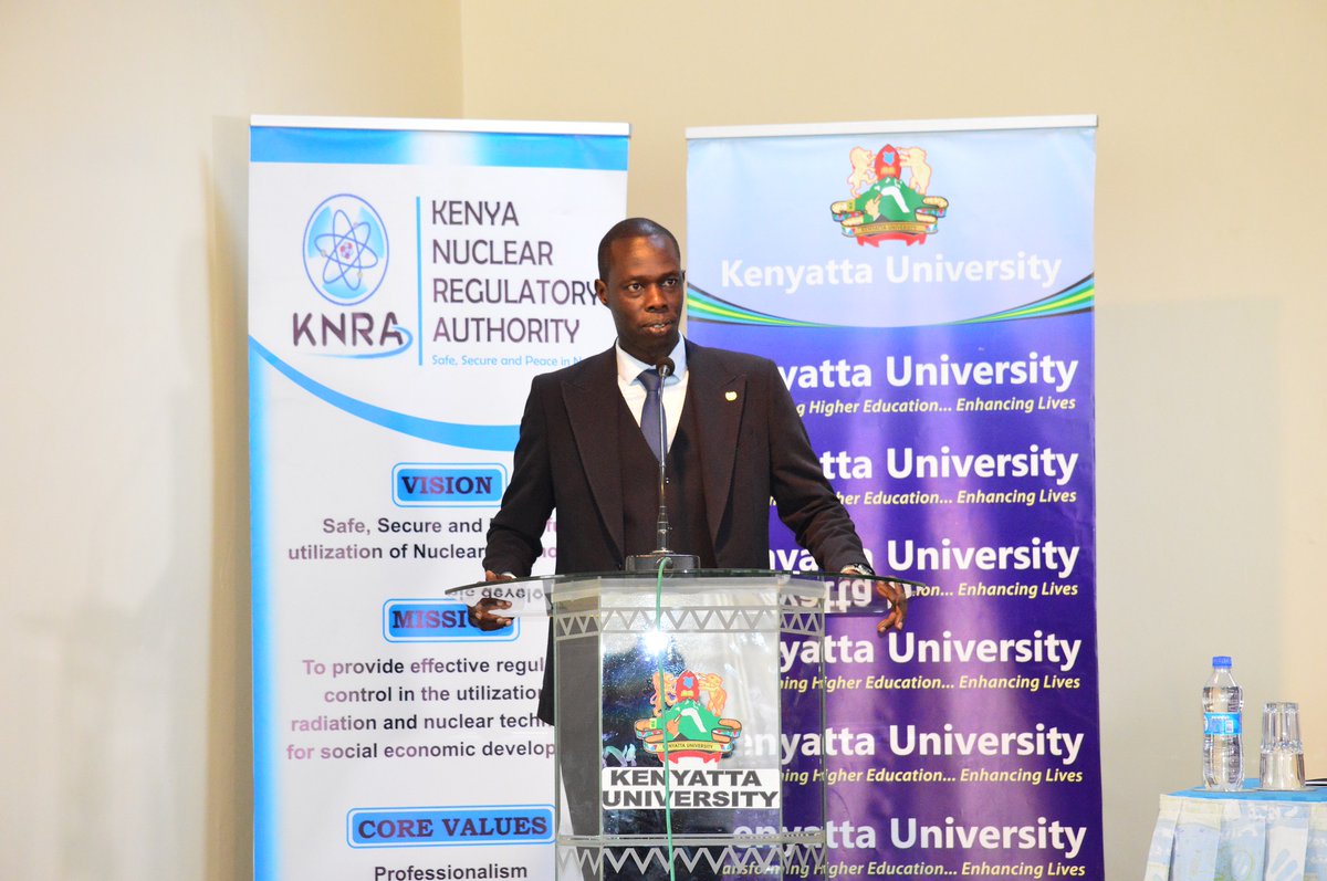 KenyattaUni's tweet photo. Brief Remarks by Mr. James Keter Chumba DG, Kenya Nuclear Regulatory Authority &amp; Course Director during the Postgraduate Educational Course in Radiation Protection and Safety of Radiation Sources (PGEC) for English-speaking Countries Closing Ceremony, Nairobi, Kenya @knrakenya https://t.co/9qKQzIaSZu