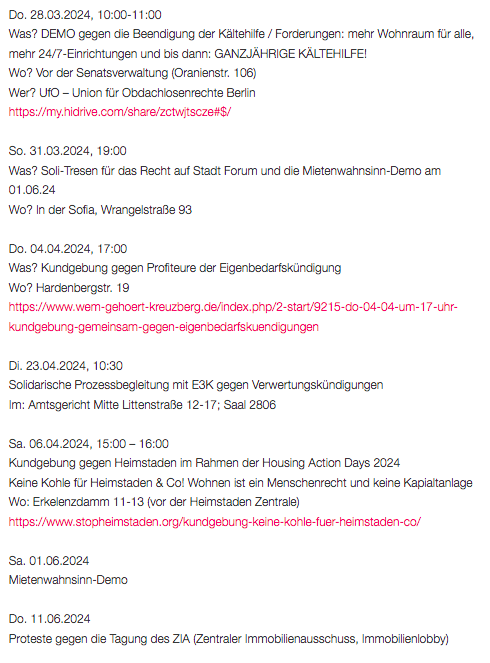 Einige aktuelle Termine der außerparlamentarischen stadtpolitischen Bewegung in Berlin 👇 stopheimstaden.org/termine/