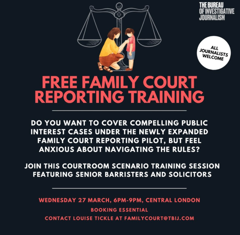 It was great to see so many journalists at this @TBIJ event organised by @louisetickle and hear their contributions. We were joined by some brilliant barristers/lawyers who helped create a courtroom scenario. Hope those who came will test their new skills in the family courts!