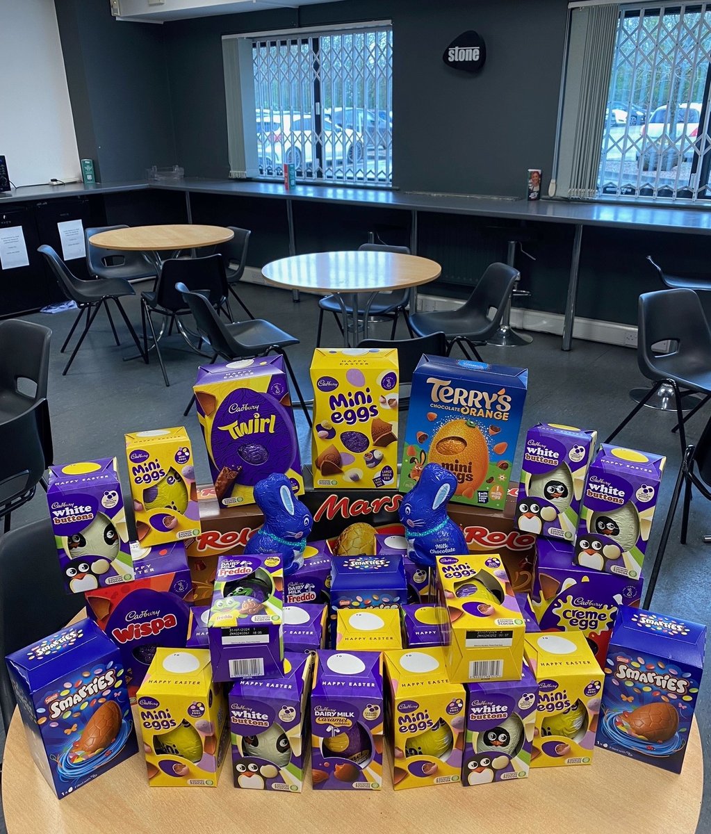 We’re delighted to make Easter sweeter for local kids! Our staff have donated eggs to @staffordshirecc's The Voice Project, which supports local childcare.🍫

Thanks to the council, and thank you to libraries for handling collections!

#Staffordshire #Stafford #TheVoiceProject