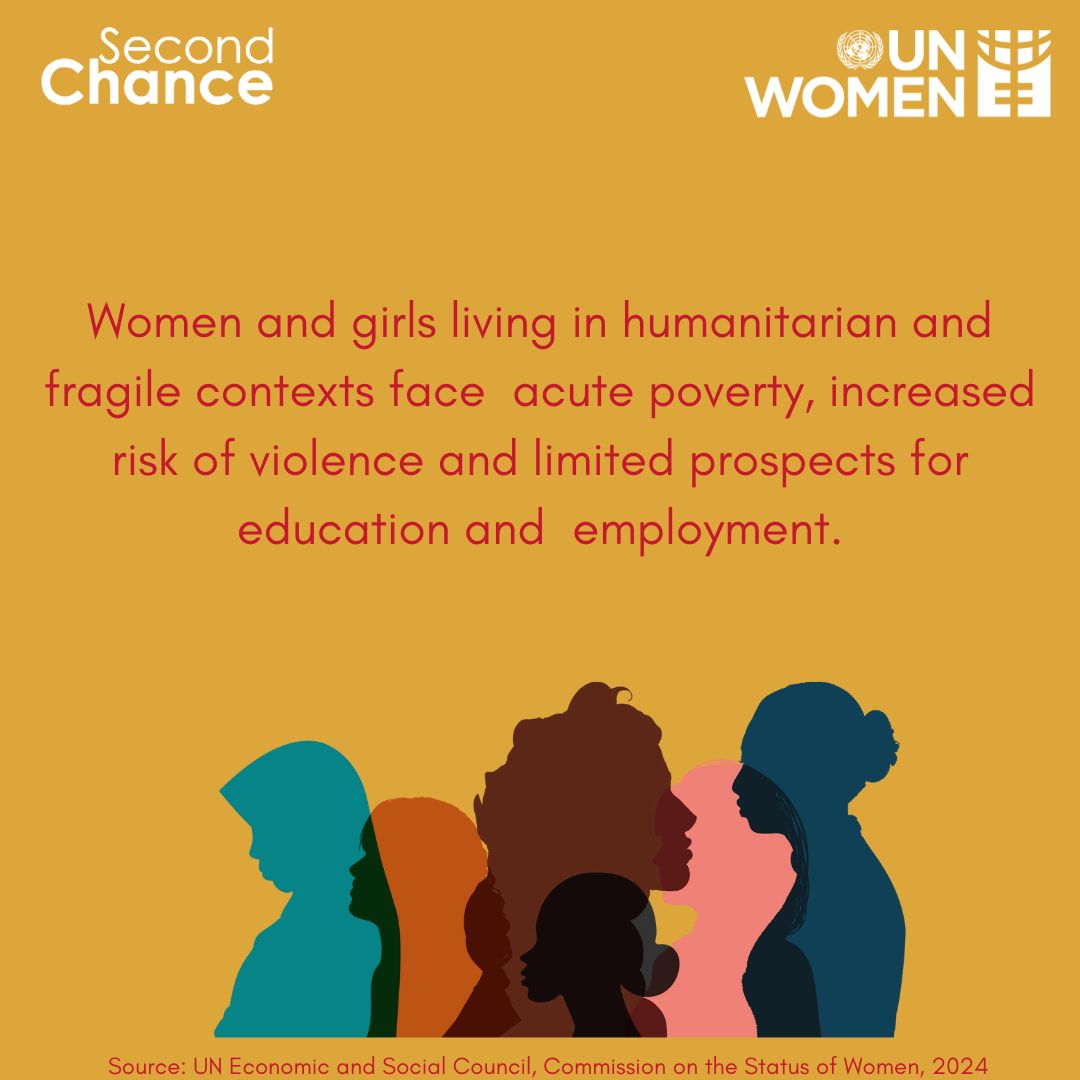 Women and girls living in humanitarian and fragile contexts face acute poverty, increased risk of violence, and limited prospects for education and employment.   Perhaps more than anyone, they need a #SecondChance.  #Empowerment #SCEProgram