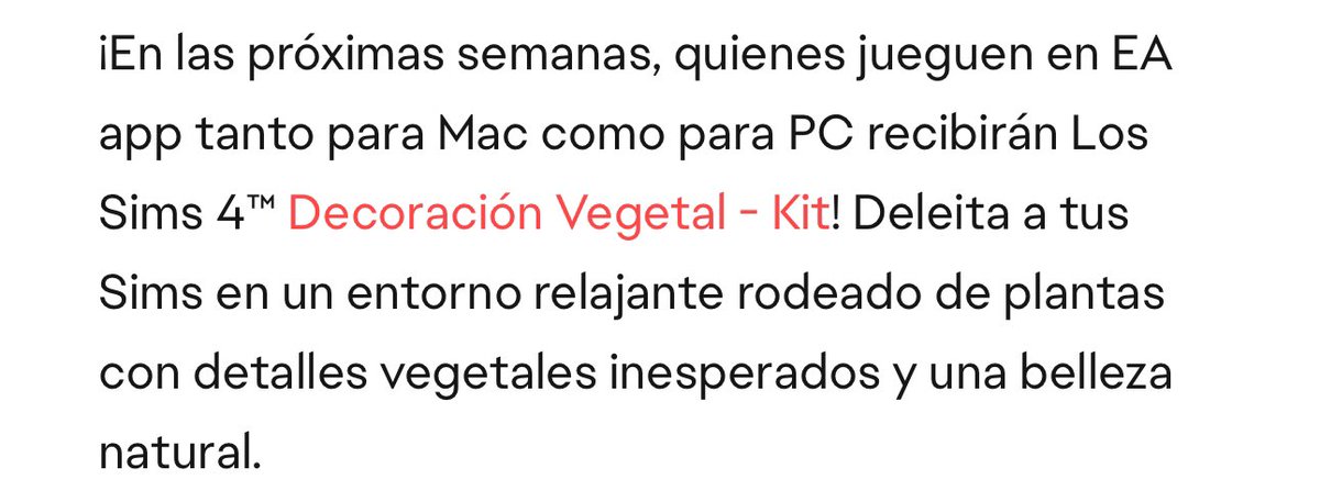 🚨Atención mijos 🚨 El kit de Los Sims 4: Decoración Vegetal (uno de mis favoritos) será gratuito, repito GRATIS próximamente para celebrar el lanzamiento de la EA app en Mac🪴