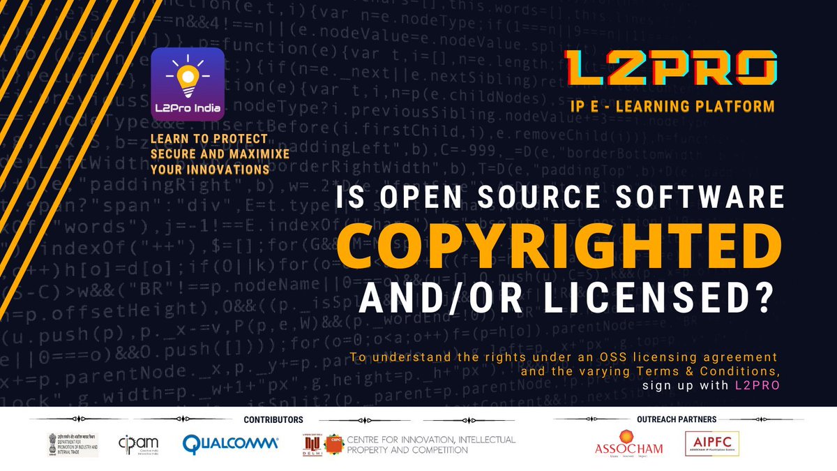 l2pro_india's tweet image. #Source_Code and #object_code of the #software is the subject matter of #Copyright_Protection. #OpenSourceSoftware (OSS) is software with a source code that is open for anyone to see, inspect, or modify. Some examples of OSS are #Mozilla_Firefox, #Linux, and #WordPress.
#l2pro