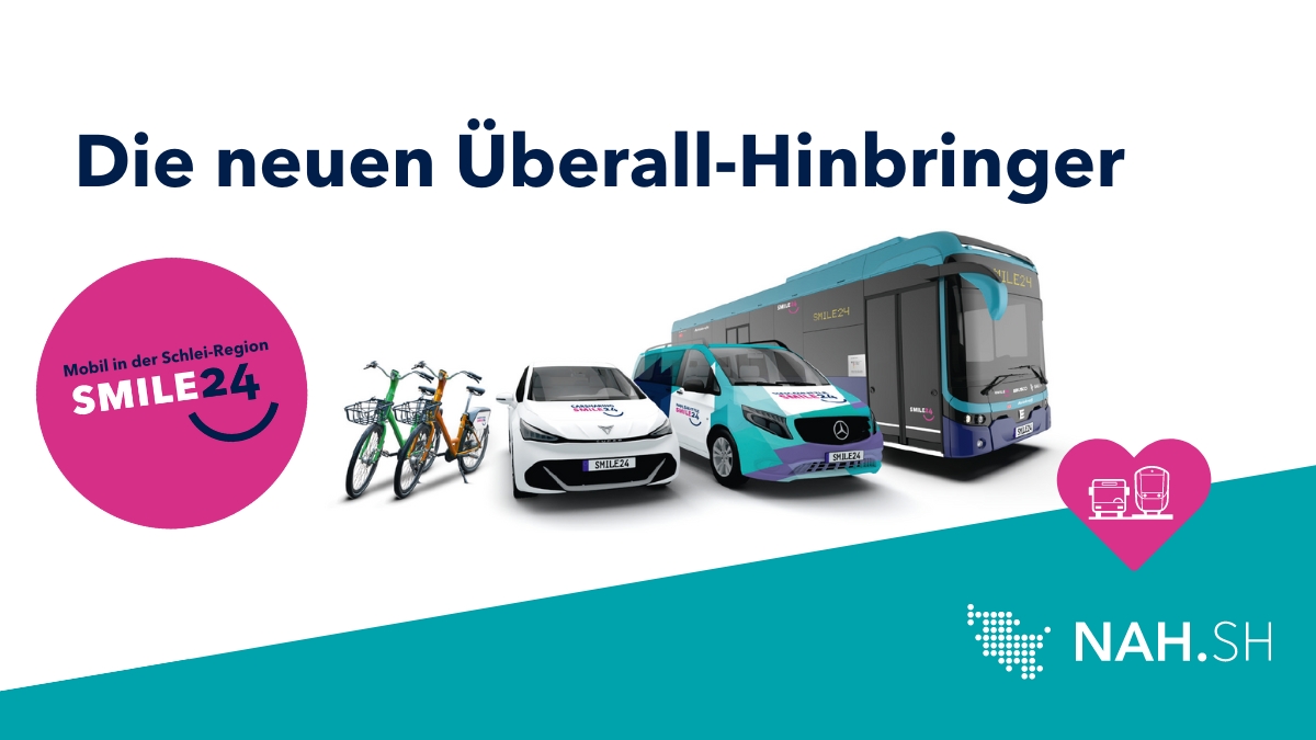 Das sind die neuen Überall-Hinbringer. Sie sind ab morgen für euch in der Schlei-Region unterwegs, denn dann startet das Modellprojekt SMILE24. 🤩 Rund um die Uhr mobil – egal, ob in der Stadt oder auf dem Land. ⌚️ 🔎 Mehr Infos unter smile24.nah.sh