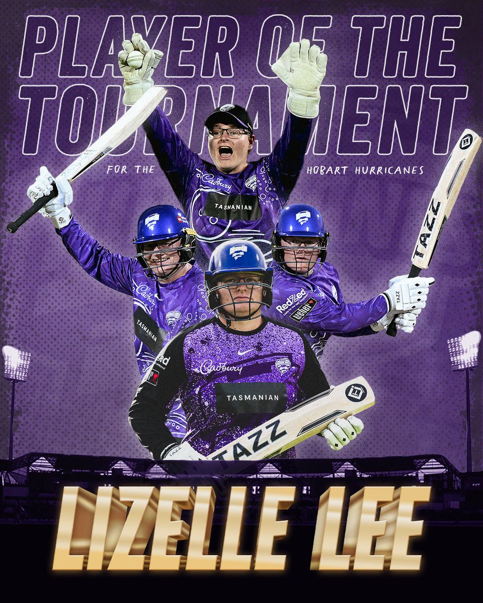 Our Hurricanes WBBL Player of the Tournament is Lizelle Lee! 🔥 Another powerful season for our international star! 💜 #TasmaniasTeam #WBBL09