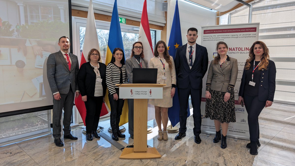 coenatolin's tweet photo. At Natolin, we conduct many high-level projects. One of them is Natolin4Capacity Building, an EU-funded project, in which we train Ukrainian civil servants working on European integration. So far, 6500 people, from 970 institutions, registered on the e-learning platform.

We have also trained on site participants representing 12 Ukrainian ministries such as the Ministry of Economy, Foreign Affairs, Energy, Health, Justice, Digital Transformation, and Internal Affairs, and a number of other public institutions. The project is run by the Natolin Executive Education team. Find out more here: https://t.co/OKY6QFSC56

#Natolin4CapacityBuilding

Our key partners:
@StefanishynaO 
@NACS_UA 
@EUDelegationUA