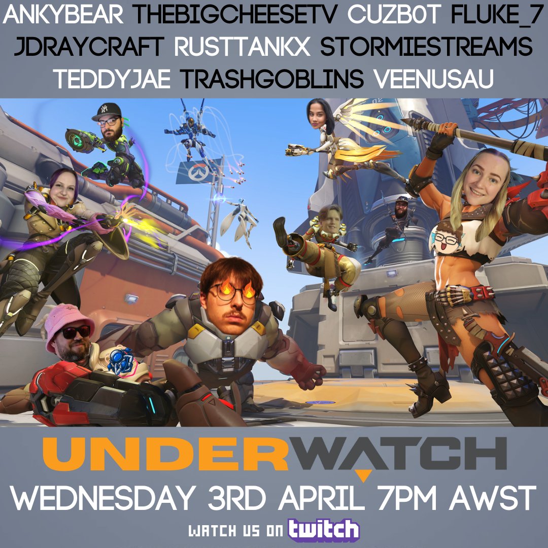 veenusau's tweet image. UnderWatch: 10 streamers from Down Under face-up for a series of games and challenges to see who is your Huckleberry!

Wait.. Why did you think the event was called UnderWatch? 👀

Join us on Wed 3rd April at 7PM AWST. Link below.