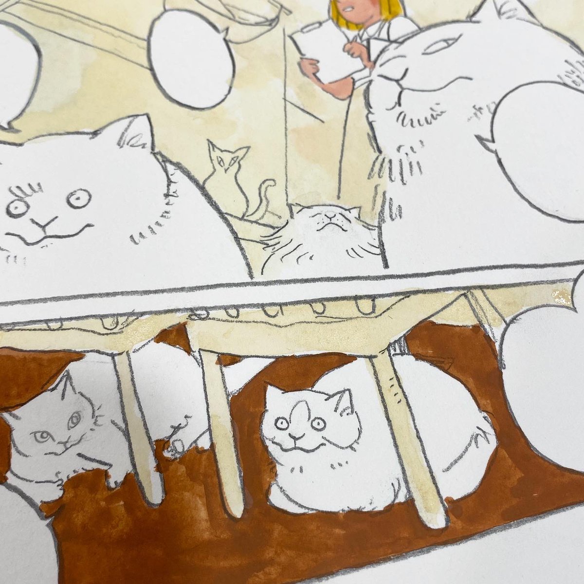 Nearly two years I haven't draw "Mobu's Diary"comic, I feel a bit different between the last time I drew them. The cats certainly getting chonky.