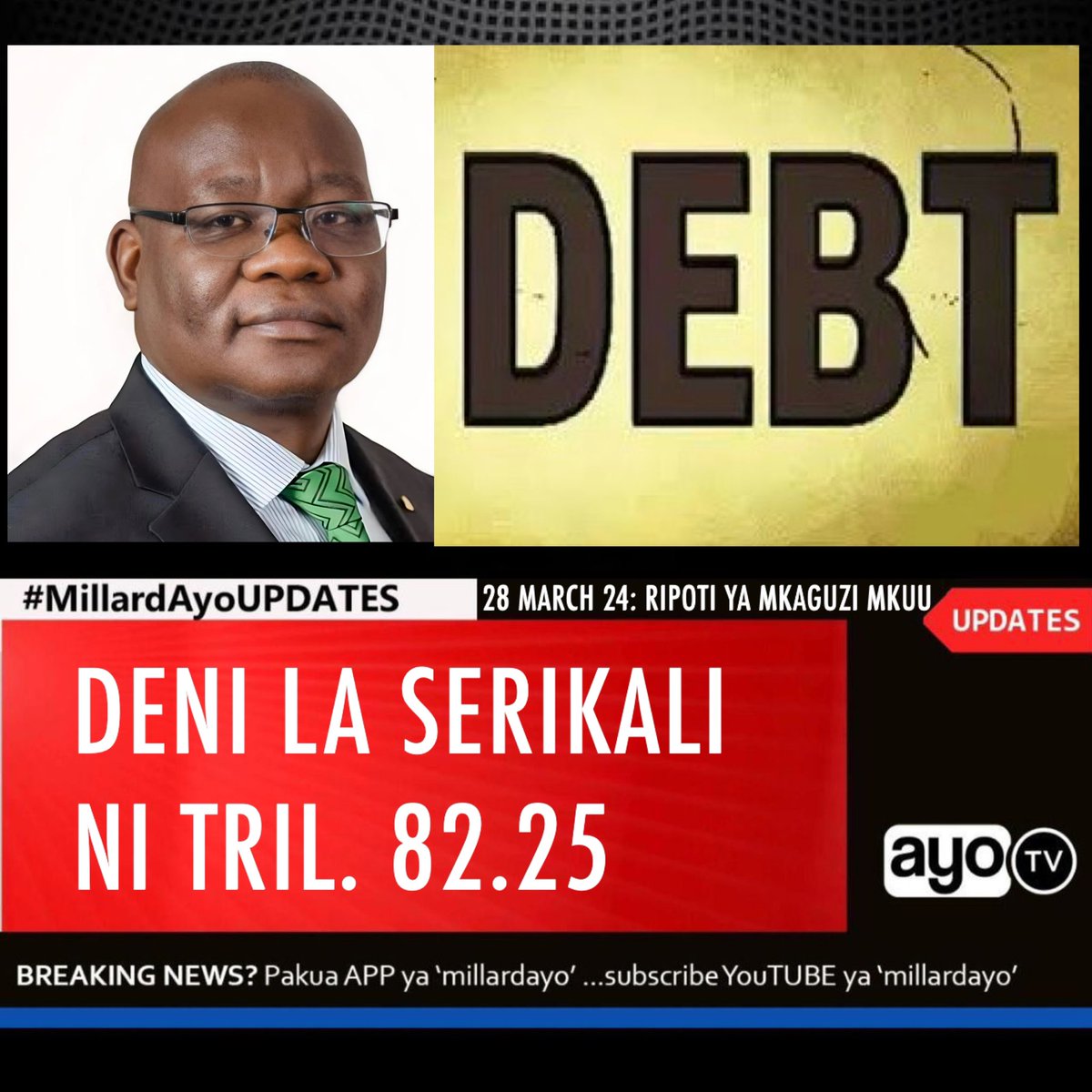 millardayo's tweet image. Mdhibiti na Mkaguzi Mkuu wa Hesabu za Serikali (CAG) Charles Kichere, leo amewasilisha ripoti kuu kwa mwaka wa fedha 2022/2023 kwa Rais Samia Suluhu Hassan Ikulu Chamwino Dodoma ambapo moja ya aliyoyazungumzia ni deni la Taifa.

“Kufikia June 30,2023 deni la Serikali lilikuwa…