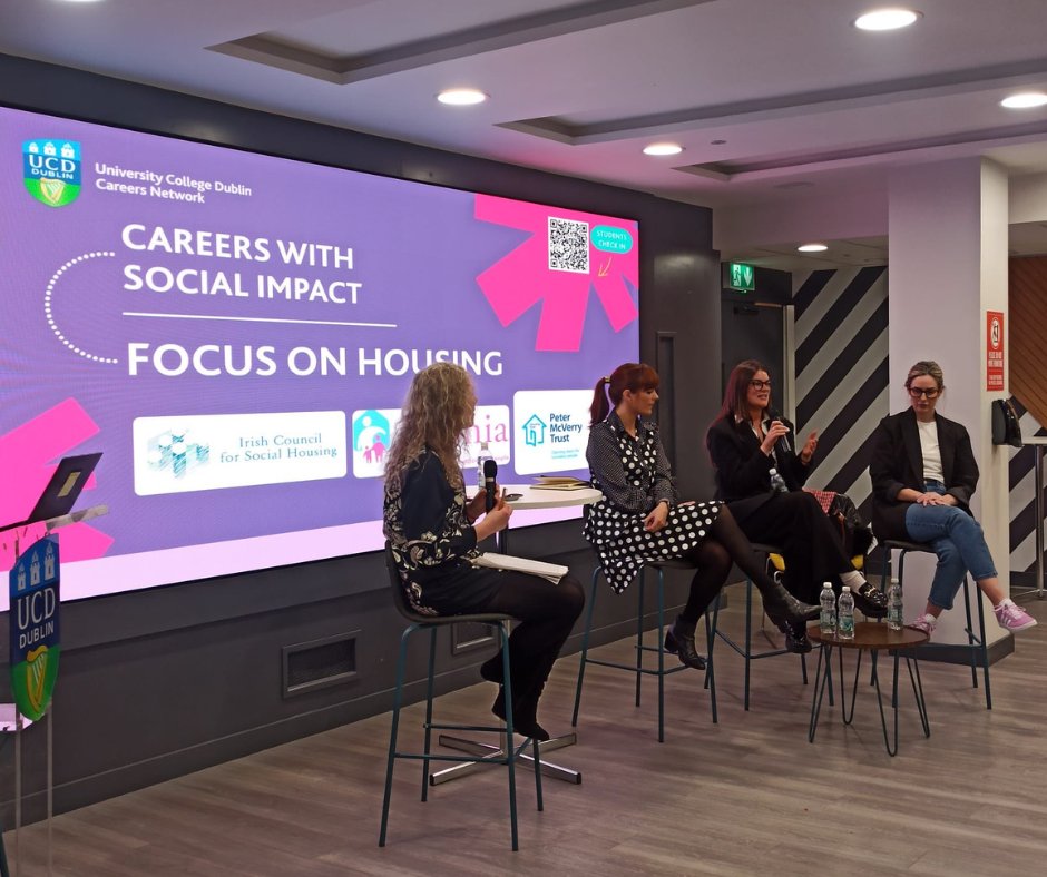 Yesterday, a team from Peter McVerry Trust attended and spoke at the @UCDCareers 'Careers with Social Impact' event. There was a fantastic turnout & we spoke with students who were interested in housing & social equality. A big thank you to @UCDCareers. bit.ly/42DJIkL