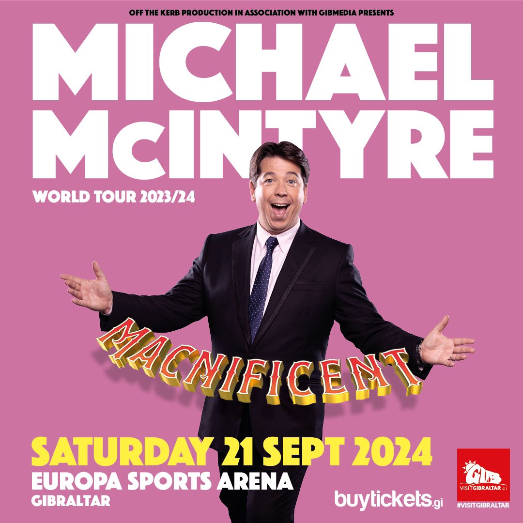 Michael McIntyre is heading to Gibraltar with his brand new show MACNIFICENT! Saturday 21st September 2024 at the Europa Sports Arena Tickets from £45 go on sale Tuesday 2nd April at 11am. buytickets.gi/events/michael…