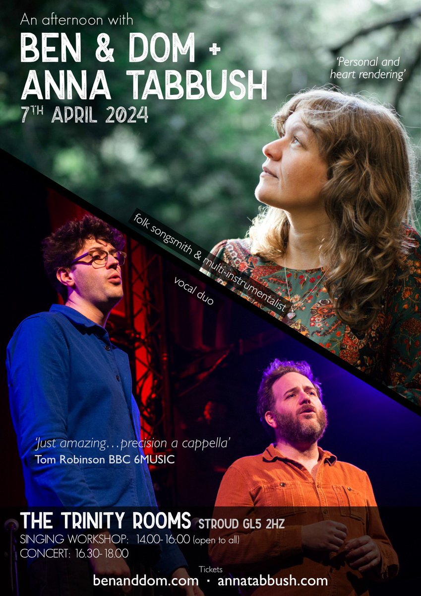 We're about to do three shows with our good friend @AnnaTabbush 💚 
￼
We'll be in London (4th April), Oxford (6th April) & Stroud (7th April), and we'd love you to join us.