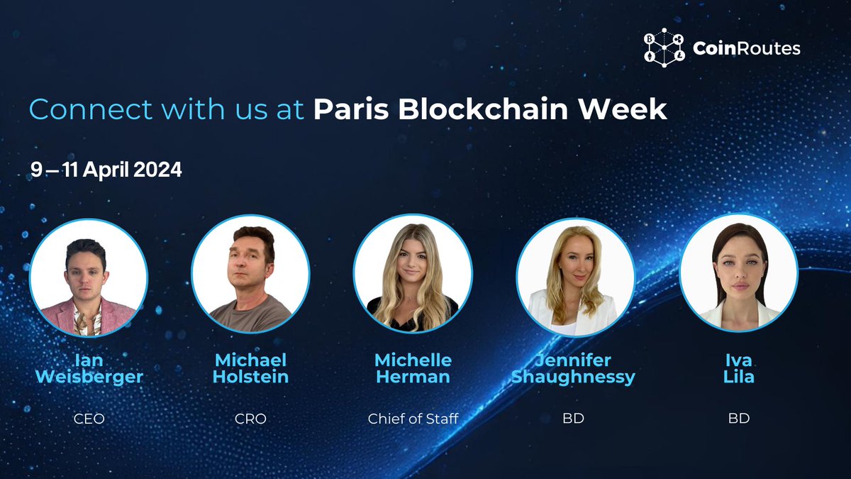 The CoinRoutes team is heading to @ParisBlockWeek, taking place from 9 - 11 April. 🇫🇷 @ianweisberger, Michael Holstein, Michelle Herman, Jennifer Shaughnessy and @ivalila03 are looking forward to discussing how CoinRoutes can help you improve the quality of your trading