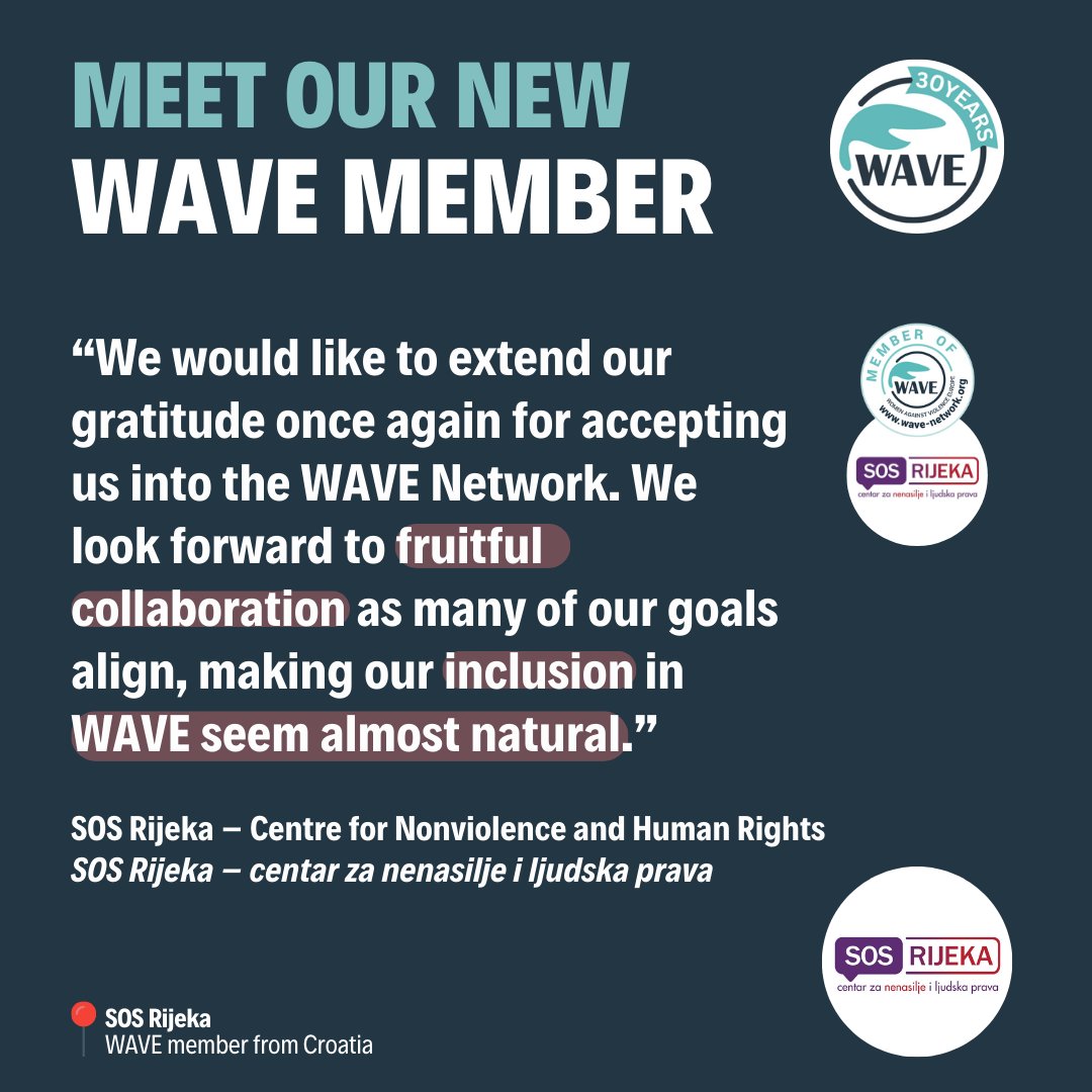 Join us in welcoming our newest #WAVEmember from Croatia, #SOSRijeka! Thank you for being part of our #WAVEofChange! 📣 Discover how to apply for #WAVEmembership here: wave-network.org/get-involved/#… #endVAWG #WAVEmembers