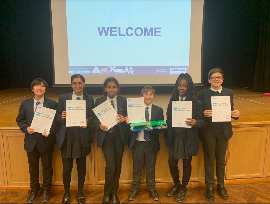 Students went to @BeaumontSchStA to take part in the @IETeducation Faraday challenge. They were tasked with developing something to improve road infrastructure in the UK. They came up with a device that sensed potholes forming in the road. They did excellently and enjoyed the day