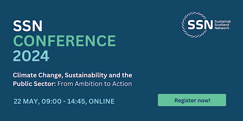 Join @SSNscotland for its annual climate change conference on 22 May. This year's Conference will address the key challenges/opportunities facing the public sector it moves from ambition into action on climate change, resilience and sustainability. ow.ly/IrJ250R3b3g