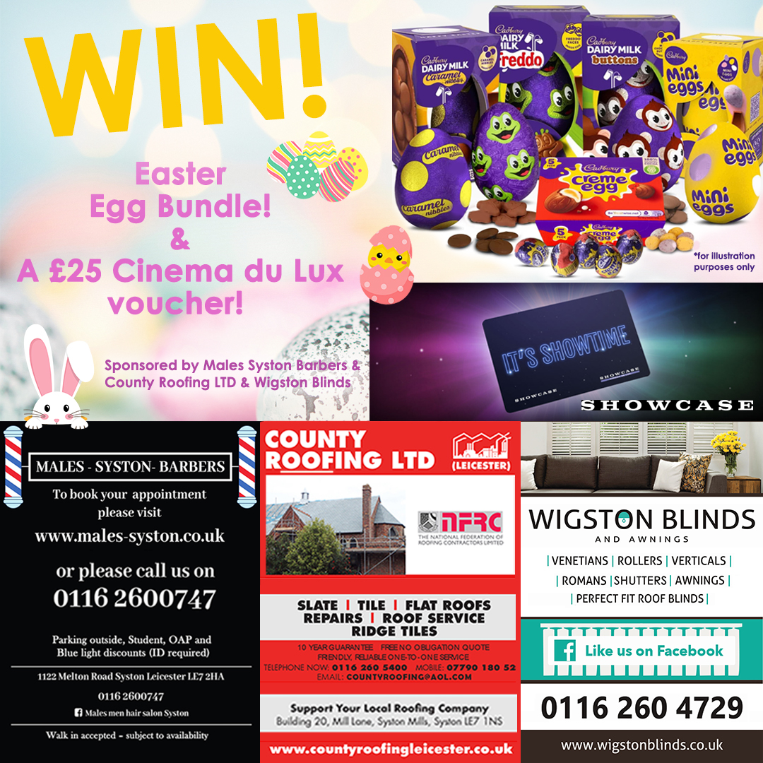 Here we have Jo Wood who won the Pink Pages Easter competition. Jo has now received her prize including a £25 Cinema De Lux voucher 
Thank you to Males Hair Syston, County Roofing and Wigston Blinds for sponsoring the competition.

#easter #giveaway #competition