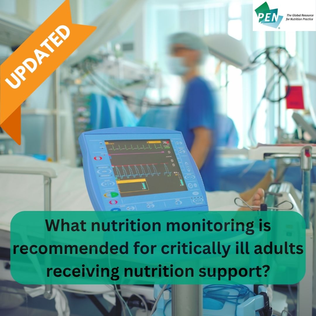 🔥off the press: What nutrition monitoring is recommended for critically ill adults receiving nutrition support? Access after login: bit.ly/3vkq5Th #CriticalCareNutrition #PENNutrition #EvidenceBasedNutrition