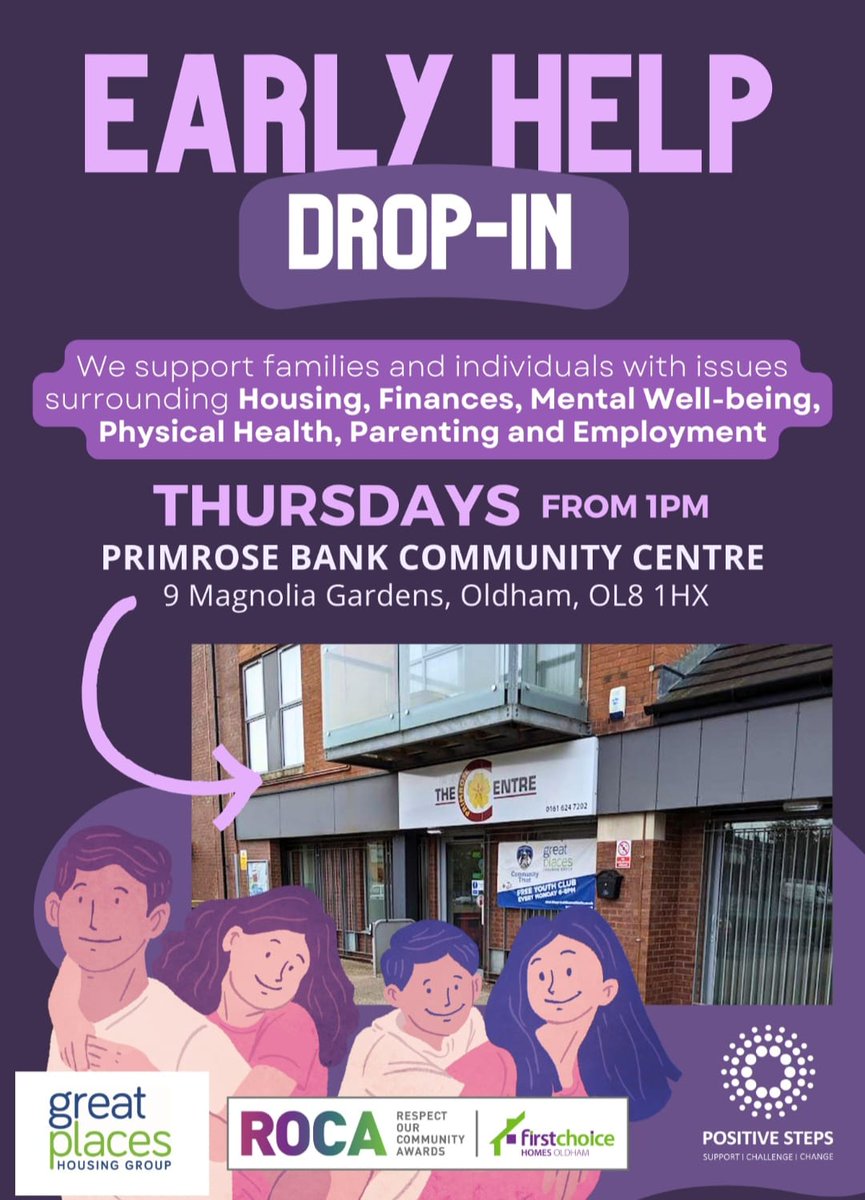 The early help drop in continues every Thursday from 1pm at Primrose Bank Community Centre. Pop in for advice on housing, finances, mental well-being, physical health, parenting and employment.