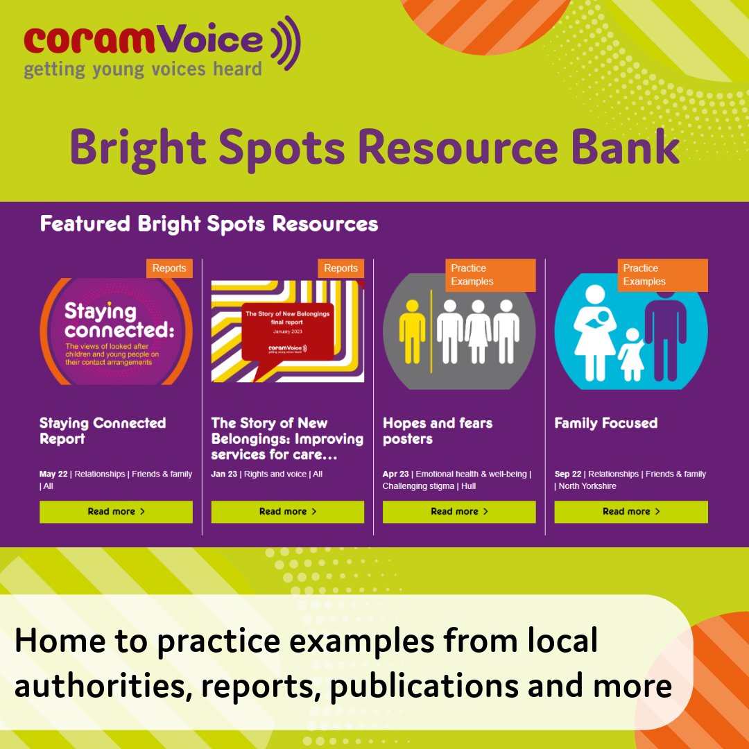 Discover a wealth of invaluable resources in our Resource Bank! From local authority examples to national reports and webinars, we've got it all. 📚📰 🔗Explore now: coramvoice.org.uk/for-profession… #ResourceBank #Professionals #CoramVoice