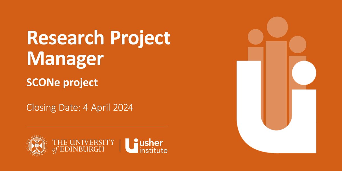 Join us! We are #hiring here at the Usher Institute. #Vacancy: Research Project Manager - SCONe project Closing date: 04 Apr 2024 Further details: buff.ly/3Ccfeuh