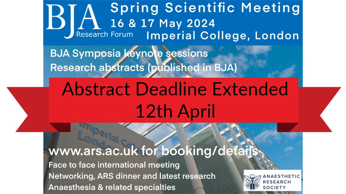 🚨🚨🚨 Abstract deadline extended - Now 12th April 2024 🚨🚨🚨

ars.ac.uk for more details