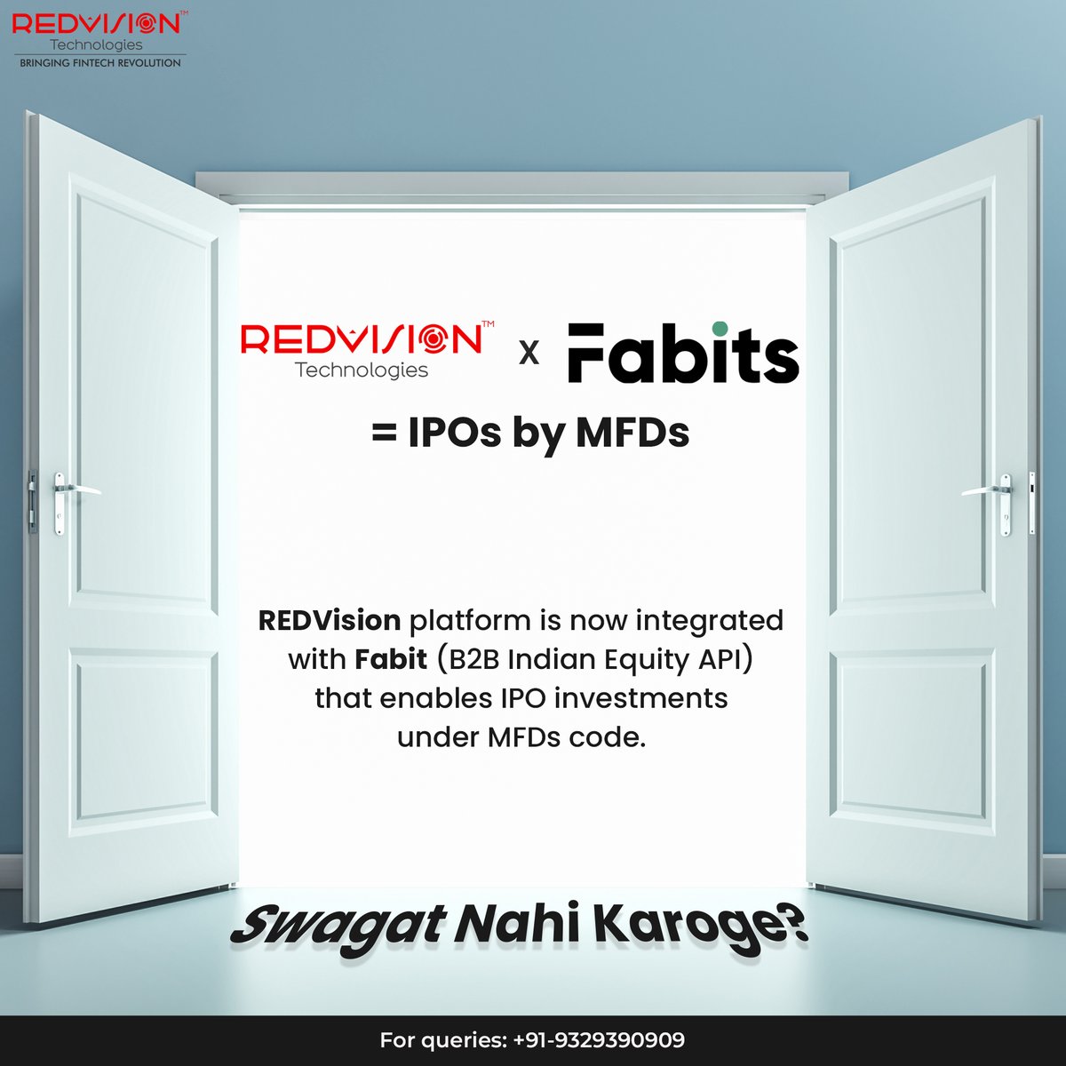 redvisionindore's tweet image. MFDs, the biggest news of the day! 
Now invest in IPOs for your clients with Fabits integration on the REDVision platform!

Get started with IPO investing today!

For queries; call: +91-9329390909

#Fabits #REDVision #MFDs #equity #IPOs #stocks