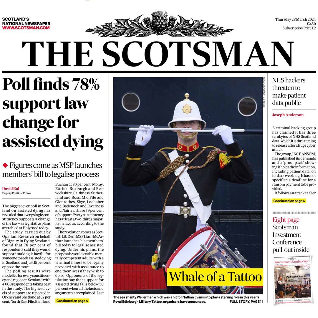 Almost four in five Scots have confirmed that they would support an assisted dying law. It is time to change the law and vote to give dying people the choice of safe and compassionate assisted dying. #YesToDignity