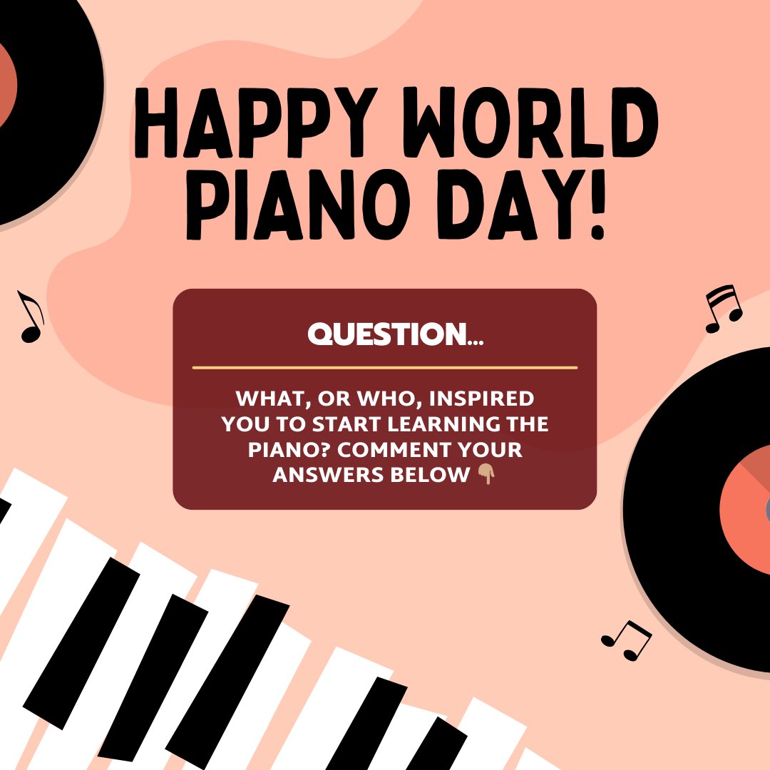 It's #WorldPianoDay today! Every year, Piano Day is celebrated on the 88th day of the year.  It's the instrument that so many of us have fallen in love with. We want to know what, or *who*, it is that inspired you to start learning the piano. Leave your comments below! 👇🏽