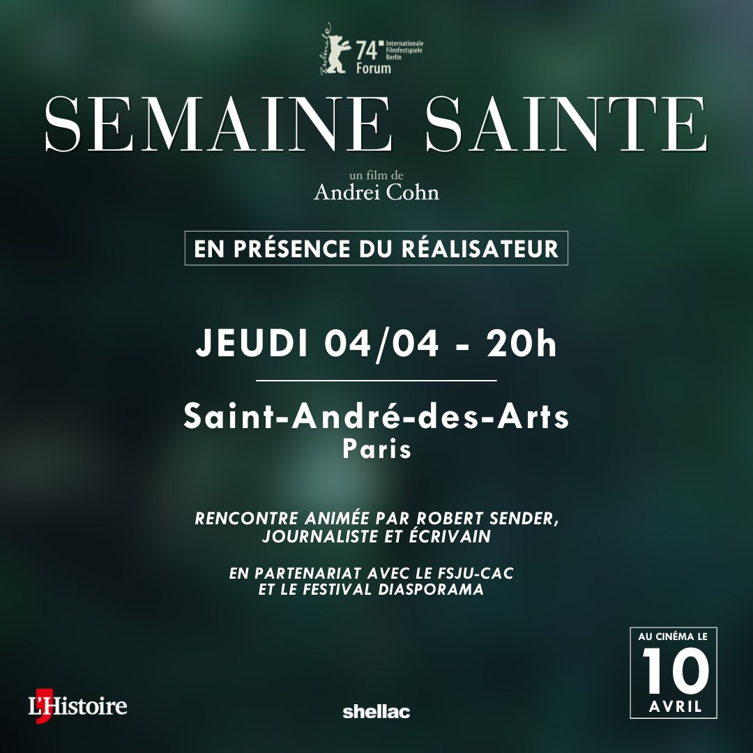 SEMAINE SAINTE sera également à découvrir en avant-première au @cine_saintandre jeudi prochain, en partenariat avec @EspaceRachi 🕯 🎟️ t.ly/GNsoj Au cinéma le 10 avril. En partenariat avec @maglhistoire