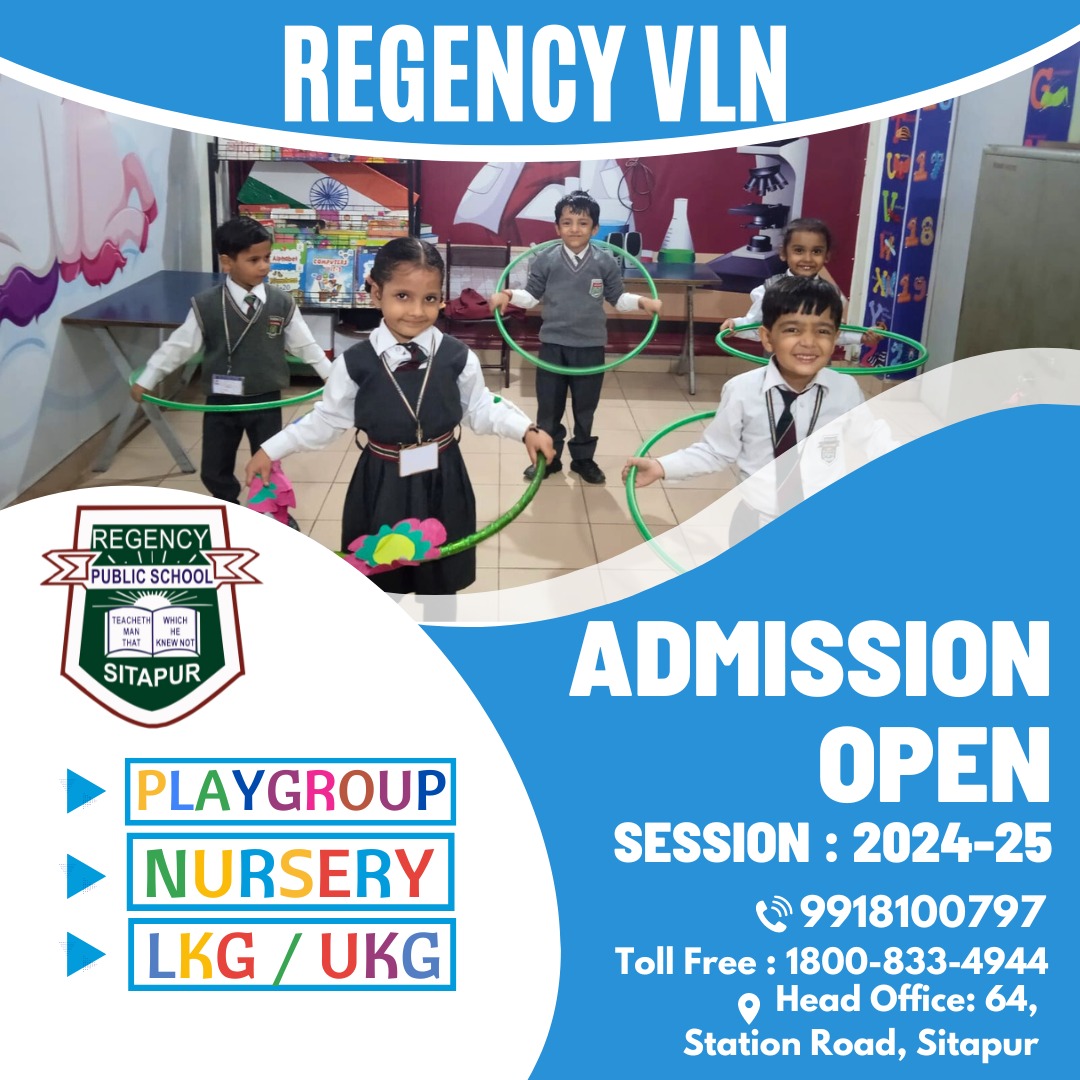 RegencyLaxmi's tweet photo. ADMISSION OPEN
SESSION :- 2024-25📷
.
PLAYGROUP
NURSERY
LKG / UKG
Regency VLN
Address:- 64 ,Station Road , Sitapur
Toll Free :-1800-833-4944
Contact :- 9918100797
#sitapur #registration #playgroup #education #playgroupschool #nurseryschool #admissions2024 #admissions #REGENCYVLN https://t.co/igdFHmsEKA