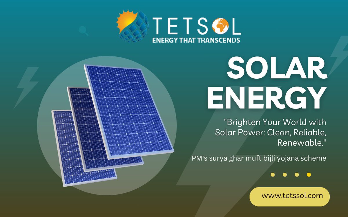 'Brighten Your World with Solar Power: Clean, Reliable, Renewable.' Visit Us: tetssol.com tetstech.com . . . . . #tets #solarpowerplant #solarpanel #solarhouse #subsidy #solarenergy #solarpanel #greenenergy #solarpanels #solarpower