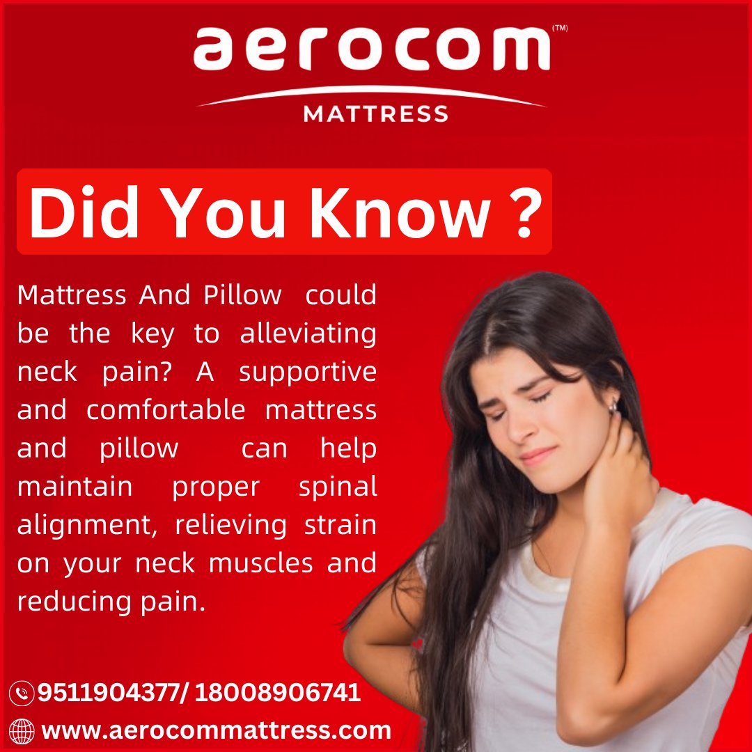 Did you know that the right #mattress and #pillow can help alleviate #neckpain? Say goodbye to discomfort and hello to restful sleep with our specially designed mattresses and pillows. Visit our website now to discover the #perfectsolution for your neck pain.