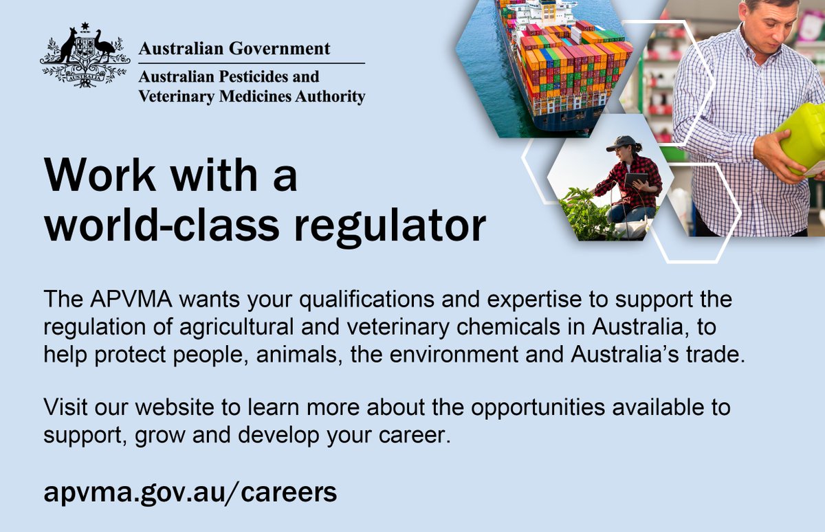 The #APVMA Reform Team is seeking applications for an Assistant Director, Reform. Do you have experience in legal and regulatory policy development and implementation? Utilise your excellent problem-solving and people skills and apply before 16 April 2024 apvma.gov.au/careers