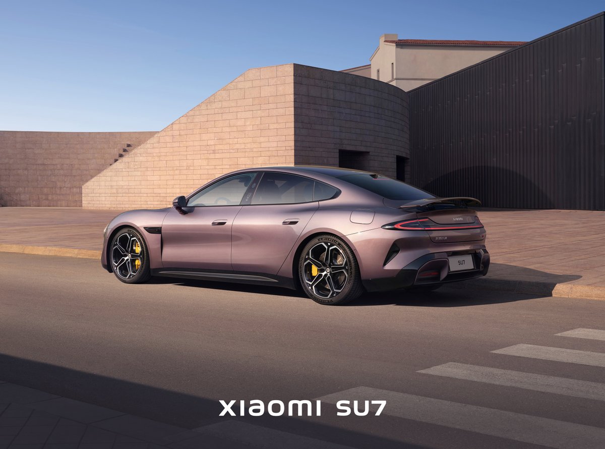 Xiaomi's tweet image. Who else has a crush on #XiaomiSU7 in Radiant Purple? #XiaomiEVLaunch #DrivingForward