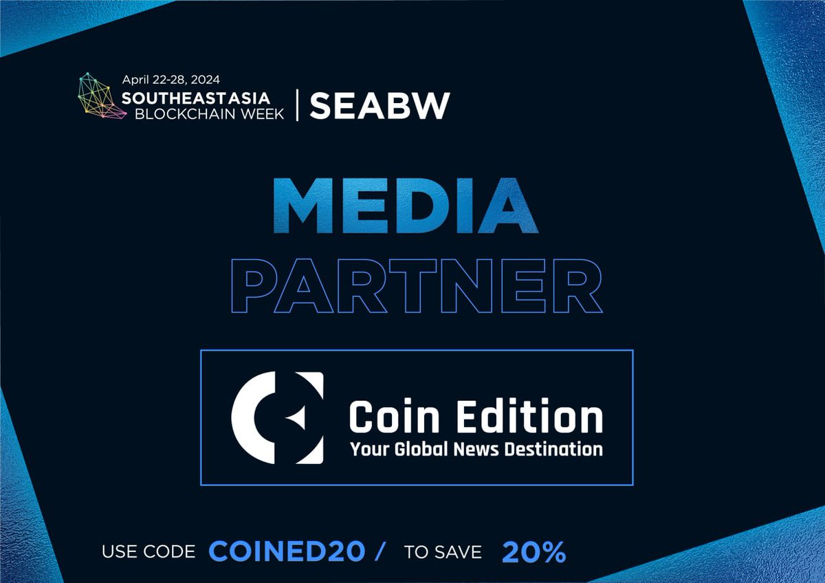 📢 Важные новости!

CoinEdition присоединяется к Неделе блокчейна Юго-Восточной Азии в качестве медиапартнера! 🎉

Получите скидку 20% на билеты с помощью кода COINED20 🎟 [oveit.com/hub/event/sout…]

#SEABW #cryptoevent #SouthEastAsiaBlockchainWeek